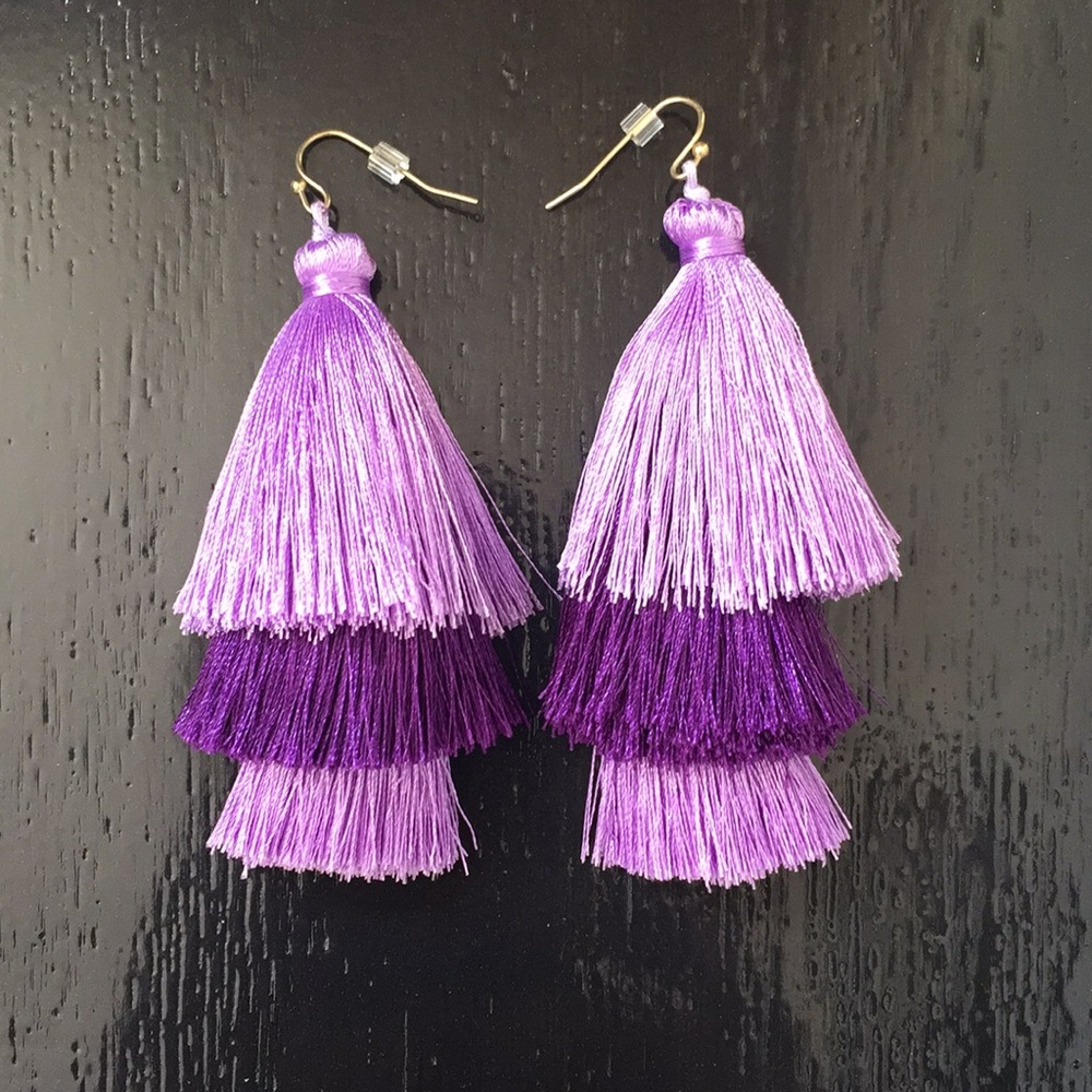 Purple tassel earrings